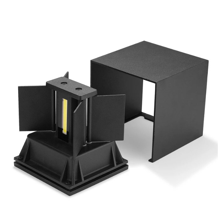 Venta caliente Modern LED Up Down Lighting Sala de estar Cubo Sconce Lámpara Montaje Interior Exterior Luz de pared 20W 12CM Cubo de luz