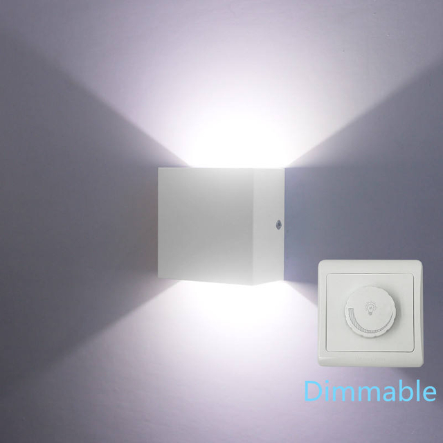  Lámpara de pared COB de 6 W, lámpara de pared con luz hacia arriba y hacia abajo, lámpara de pared ajustable, lámpara de pared cuadrada, lámpara de pared 10*10*5 