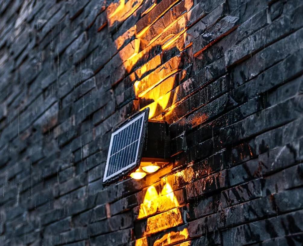 4LEDSolar luz de pared al aire libre impermeable LED luces de pared para patio calle paisaje jardín decoración lámpara Solar pared exterior
