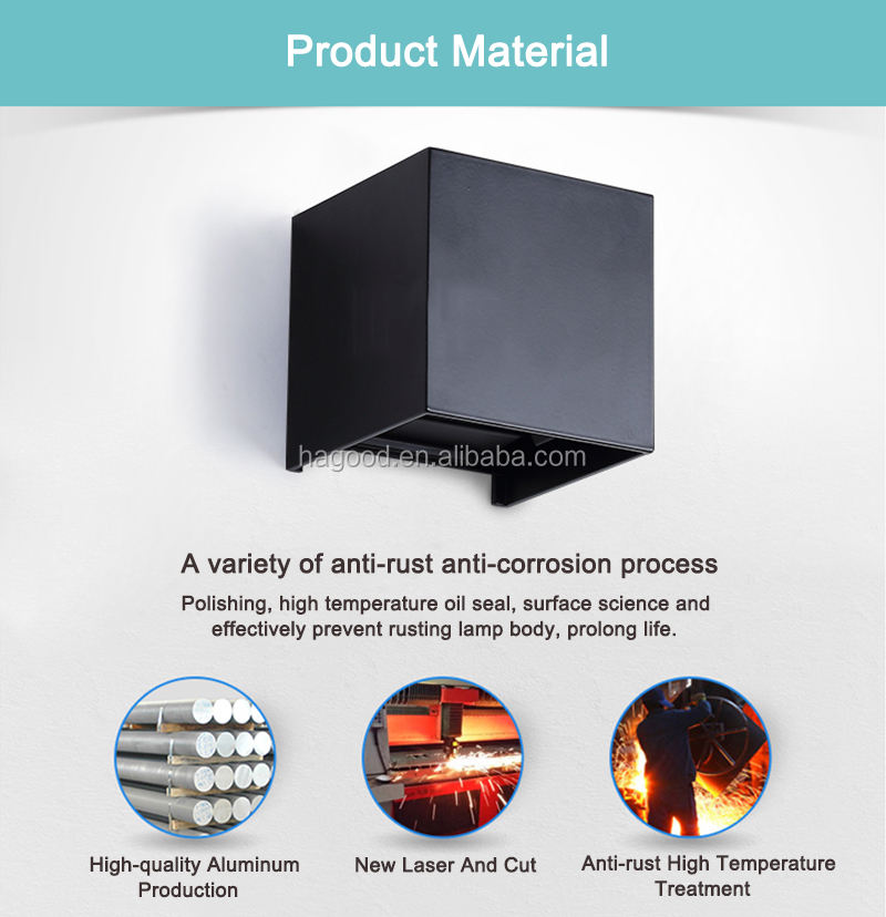 Estilo industrial 12W AC85-265V Impermeable IP65 Haz ajustable Aluminio Exterior LED Cubo Luz de pared impermeable