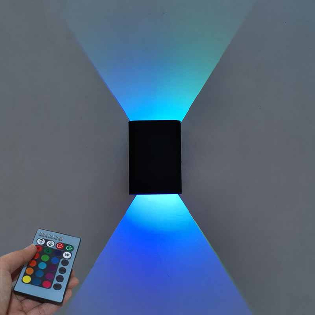 Lámpara de pared con efecto de luz de pared LED RGB 3W con control remoto Lámpara de pared colorida para interiores