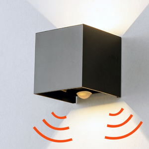 Sensor de movimiento para exteriores de buena calidad, lámpara de pared impermeable con cubo negro, accesorios, lámpara de pared Led para jardín y hogar