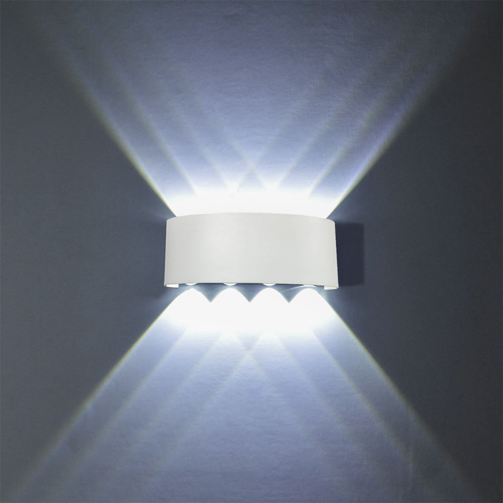 Lámpara de pared LED de arriba y abajo impermeable al aire libre en forma de arco, aplique de pared moderno de aluminio, iluminación de pared