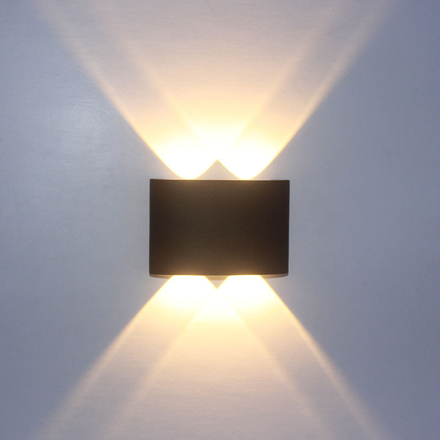 Negro 4W Oval Led Lámpara de pared Impermeable Al aire libre Jardín Porche Aplique Iluminación