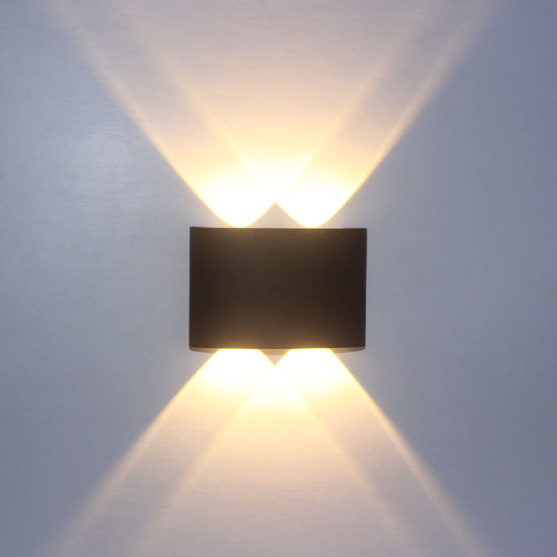 Negro 4W Oval Led Lámpara de pared Impermeable Al aire libre Jardín Porche Aplique Iluminación