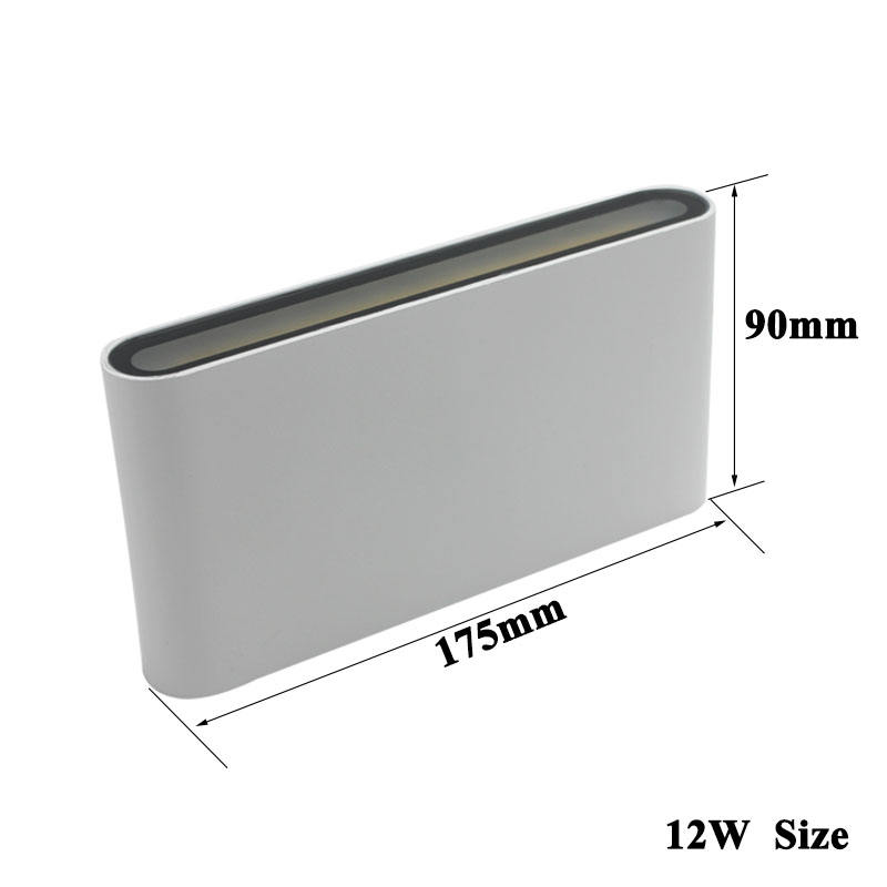Lámpara de pared cuadrada de 12W blanca simple hacia arriba y hacia abajo, luz exterior para jardín de alta calidad con iluminación de luz de precio de fábrica