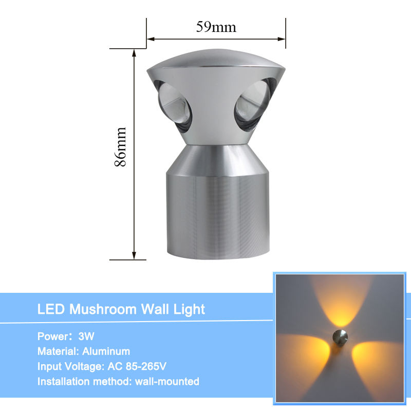 Lámpara de pared de aluminio LED de 3W, 4W, 5W, lámpara de noche redonda, apliques de dormitorio, accesorio de iluminación montado en la pared