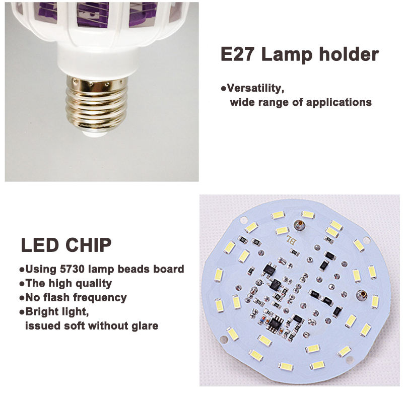 Bombilla LED E27 de 15 W, 220 V, práctica para el hogar, matamosquitos, luz nocturna, repelente de moscas, insectos, trampa para matar insectos, lámpara de noche