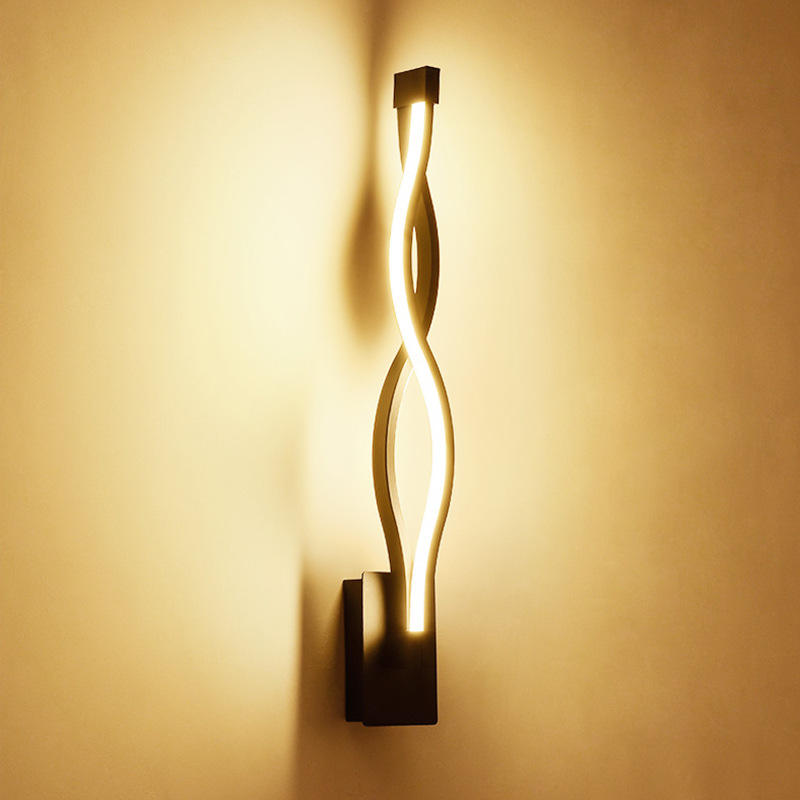 Lámpara de pared LED, decoración de iluminación moderna para el hogar, lámpara de pared de tres colores, atenuación de 2,4G, control remoto, luces de aluminio