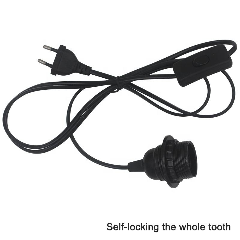 Cable de alimentación de 1,8 M, portalámparas colgante E27, enchufe europeo, interruptor 303, 250V, 4A, para lámpara colgante, enchufe de bombilla LED, apto para el hogar