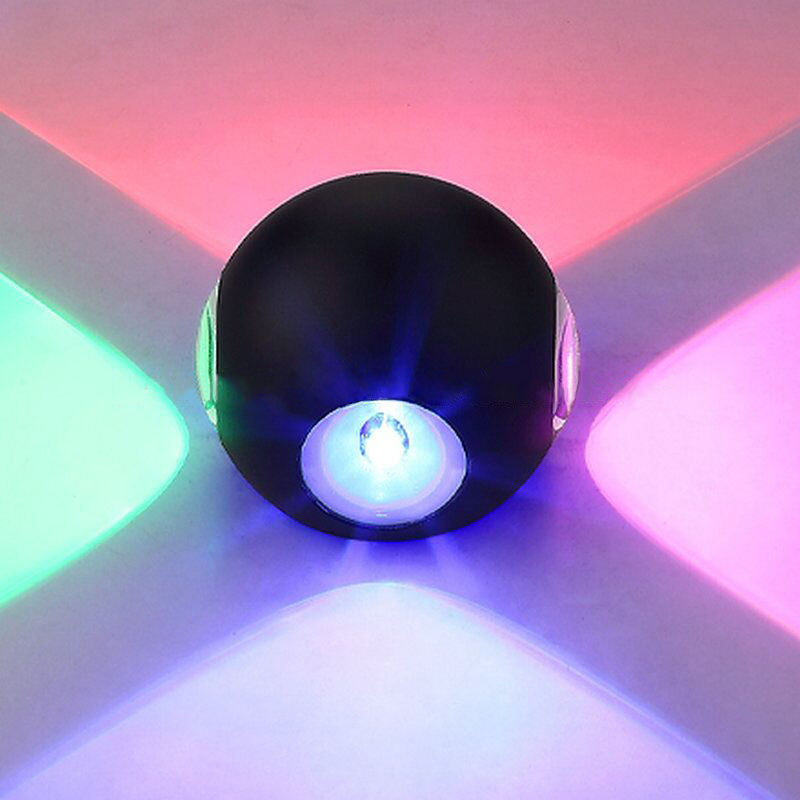 Lámpara de pared LED de alta calidad, negra, de cuatro lados, 12W, redonda, impermeable, para exteriores, para jardín, decorativa, colorida, arriba y abajo