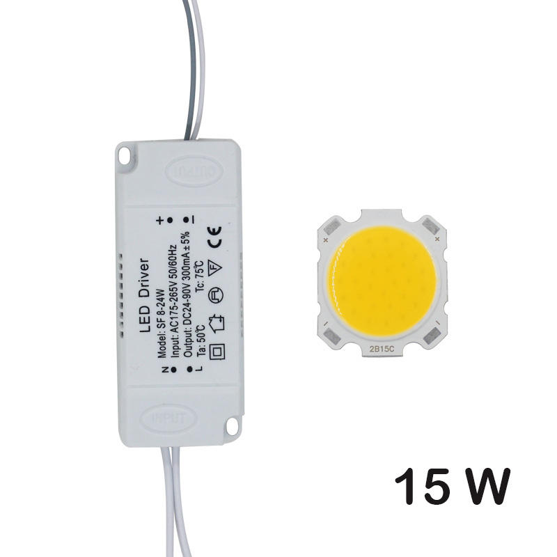 Cuenta de lámpara LED COB, Chip de fuente de luz de 10W-30W + adaptador de fuente de alimentación del controlador LED, blanco frío/cálido/natural para foco LED diy