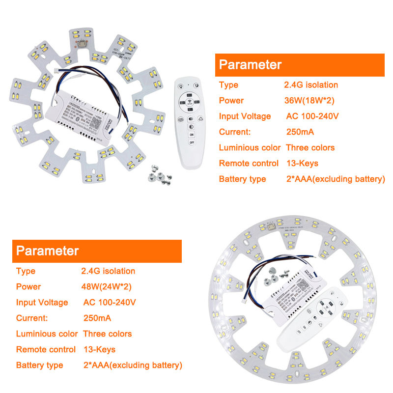 Superficie de fuente de luz de repuesto inteligente de 2,4G para candelabro de Control remoto, luz led de techo, controlador de luz de techo