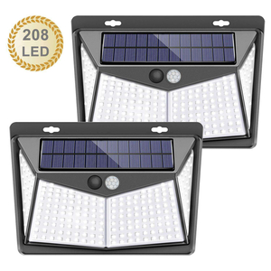 Lámpara solar para exteriores con sensor de movimiento Lámpara de pared solar 208 LED Iluminación de jardín impermeable con sensor para exteriores