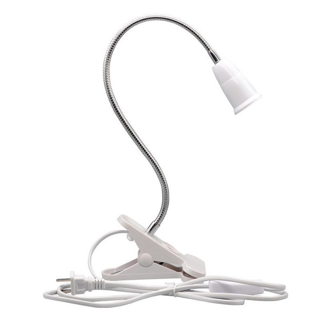 Portalámparas de escritorio Flexible de 360 ​​grados, Base E27, enchufe de luz, Cable con Clip de cuello de cisne con enchufe de interruptor de encendido y apagado para bombilla de luz nocturna