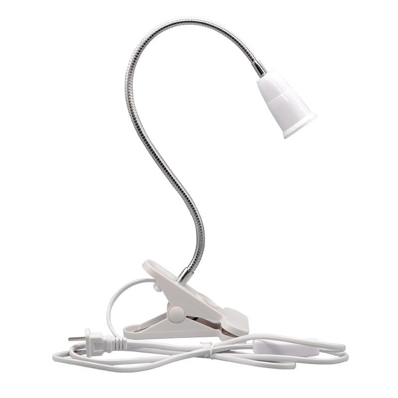 Portalámparas de escritorio Flexible de 360 ​​grados, Base E27, enchufe de luz, Cable con Clip de cuello de cisne con enchufe de interruptor de encendido y apagado para bombilla de luz nocturna