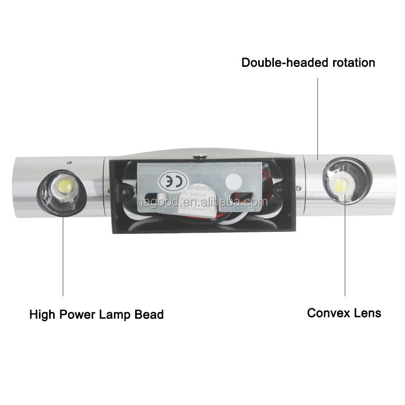 2x3W AC85-265V 360 grados de rotación arriba abajo lámpara de pared accesorios lámpara de pared de lectura interior para sala de estar sala de lectura