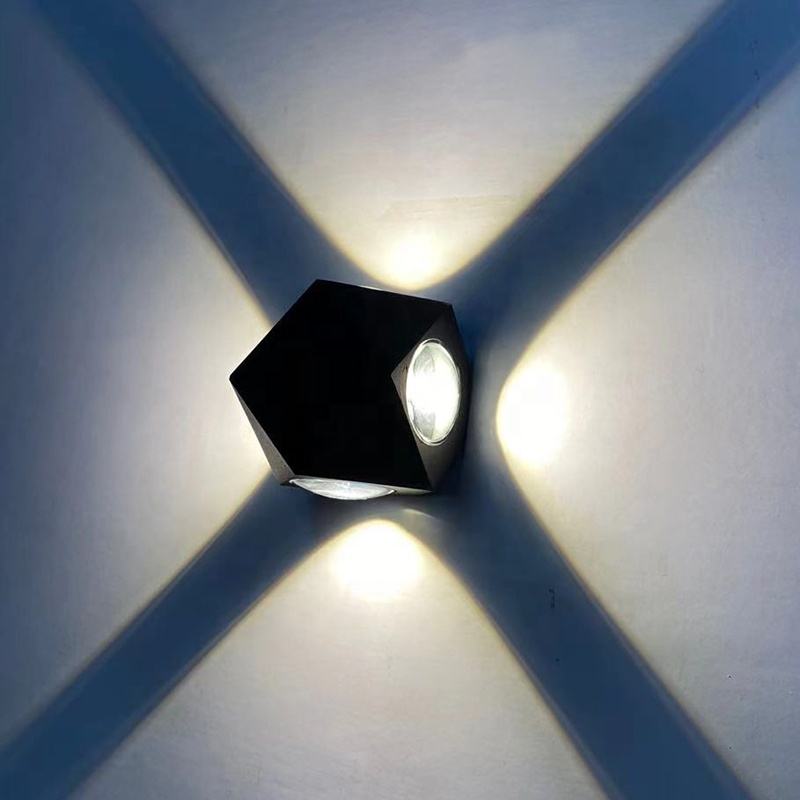 China fabrica casa externa 3000-6000k 12W forma de diamante interior IP65 decoración led pared luz exterior fuente fabricante