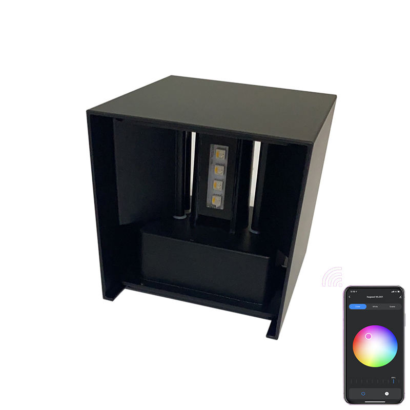 Lámpara de pared LED inteligente RGB de 9W para exteriores, candelabro de aluminio creativo, luces de pared para el hogar, escalera, baño, dormitorio, luz interior decorativa