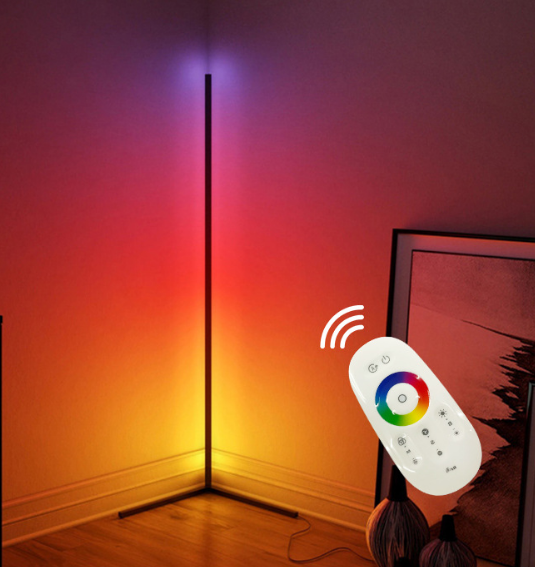 Lámpara de esquina de sala de estar roja de red colorida, luz de relleno triangular en vivo, lámpara de ambiente, lámpara de pie RGB con atenuación LED