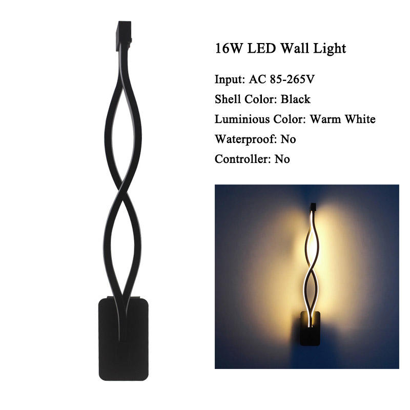 AC 85-265V Decoración moderna de la casa Forma de onda Aluminio Arriba Abajo Lámpara de pared LED Luz de pared LED interior Luz de guirnalda de vacaciones
