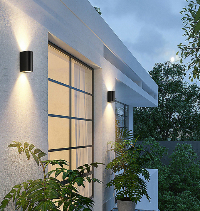 Lámpara de pared impermeable de doble cabezal de columna de 12 W, lámpara de noche única, lámpara de pared impermeable IP65 para decoración de patio de jardín, apliques de exterior