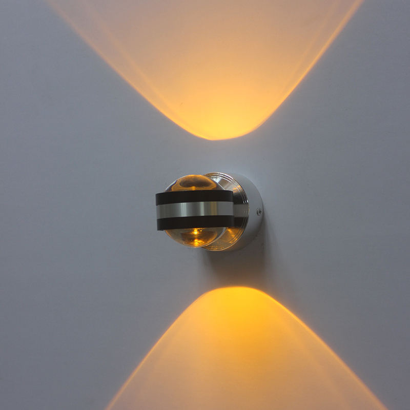 AC85-265V de 6W, diseño moderno, luz de pared de cristal doble, luz de arriba y abajo para interiores, decoración de Hotel, lámpara de aplique LED para el hogar