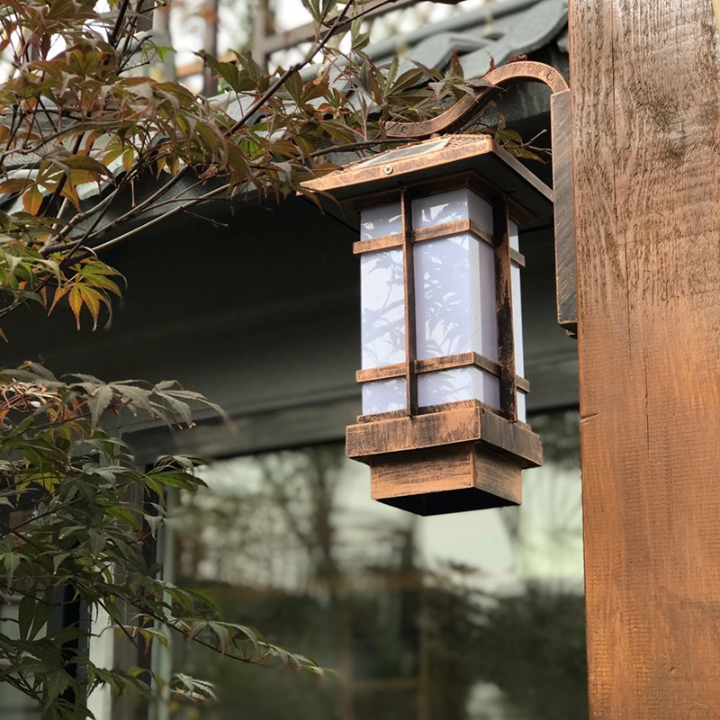 Luz solar de pared para exteriores Draadloze Wandlamp Luz de jardín impermeable Nuevo estilo chino Balcón de estilo japonés Puerta de pared exterior