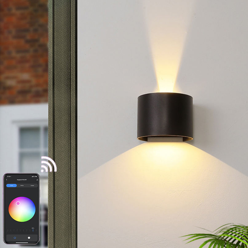 RGBW APP Control Semicircular IP65 lámpara de pared impermeable colorida decorativa lámpara de pared inteligente