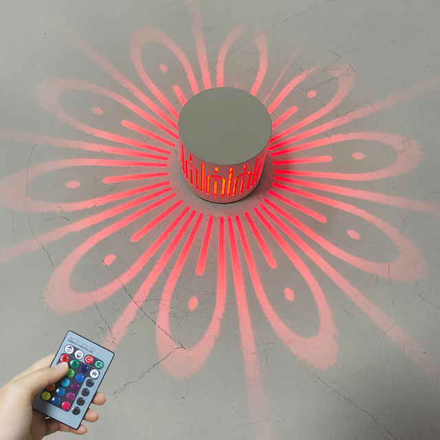 Lámpara de pared LED de flores de 3W Luz de flores luces decorativas de pared led Lámpara de pared 16 colores luz de noche Agujero en espiral LED hermosa lámpara de pared decorativa Luz