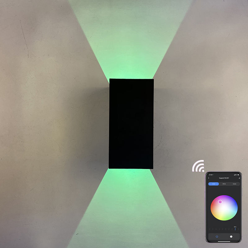 Nuevo RGB APP Control Smart light Cube lámpara de pared LED impermeable ip65 Wall Light square Porch Garden Up and Down