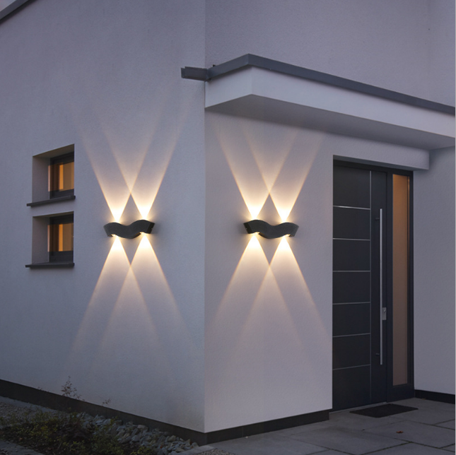 Lámpara de pared nórdica resistente al agua IP65 4W, lámpara de pared de fondo de sala de estar led simple, iluminación de pasillo de hotel, luz de arriba y abajo