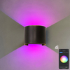 RGB APP 9W Control TUYA APP LED aplique de pared impermeable IP65 porche jardín arriba y abajo lámpara de pared Semicircular lámpara de pared impermeable