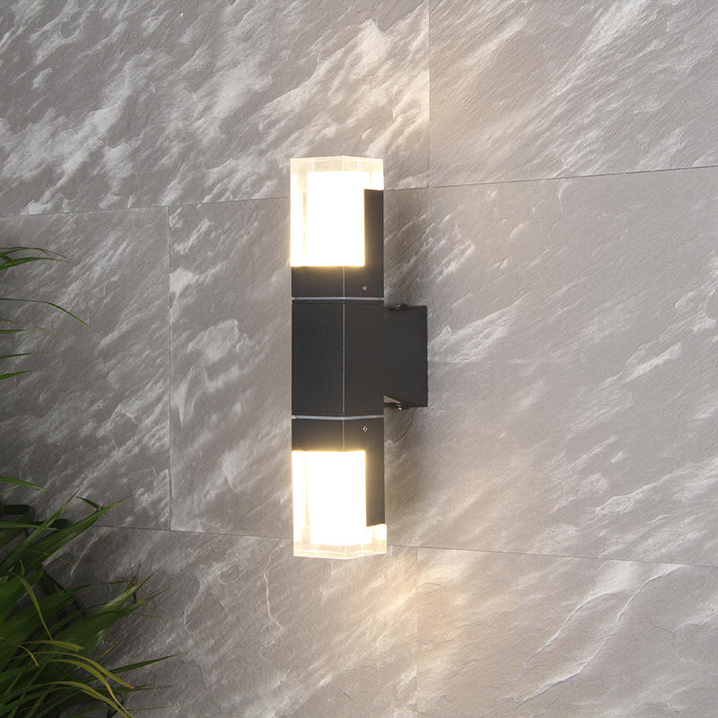 Lámpara de pared Led de aluminio para exteriores IP65, luz de pared impermeable hacia arriba y hacia abajo para el hogar, escalera, dormitorio, mesita de noche, pasillo, iluminación ajustable