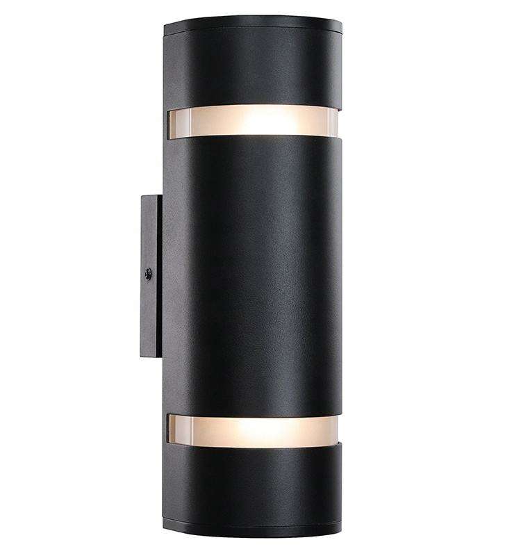Luz negra moderna a prueba de agua para montaje en pared, aplique de pared de aluminio, 2 luces, luz de pared para exteriores, AC85-265, lámpara de arriba y abajo