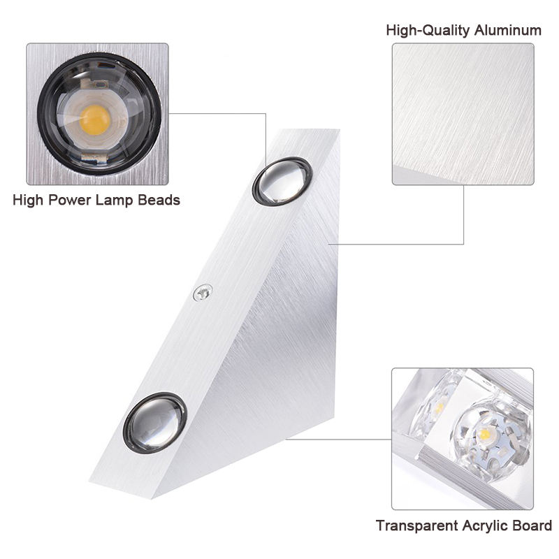 3W9W Triángulo moderno Interior Lámpara de pared LED montada en la pared Aluminio para decoración del hogar accesorio de iluminación de pared