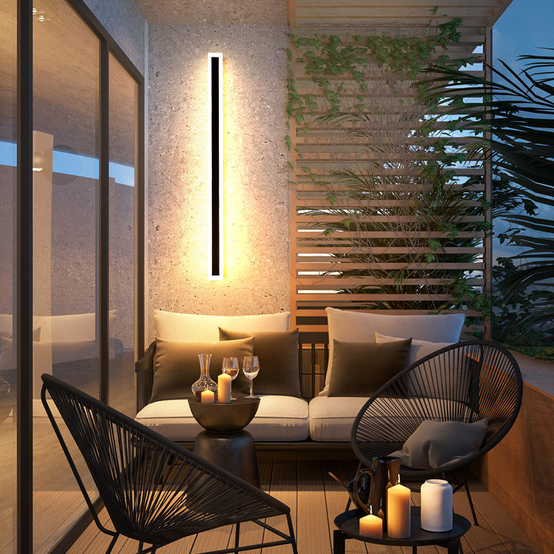 Lámpara de pared impermeable LED de aluminio moderno para jardín Rectangular