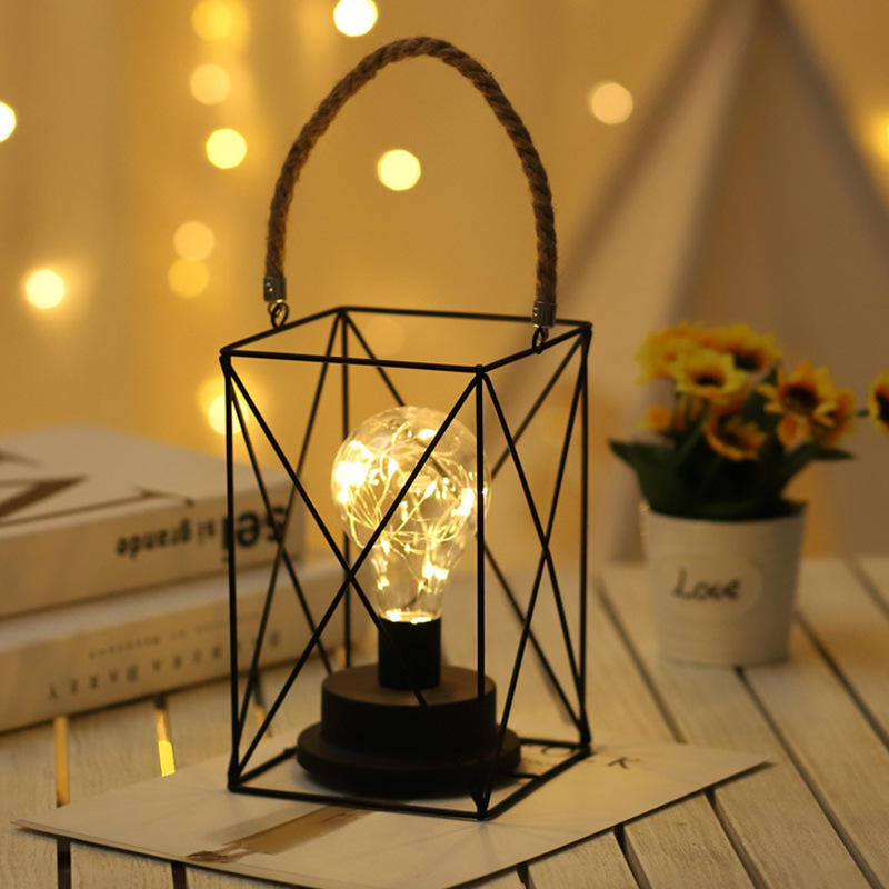 Lámparas de mesa de arte del hierro Retro para dormitorio, sala de estar, lámpara de noche LED, lámpara de cama, luz de noche, luz decorativa de Navidad