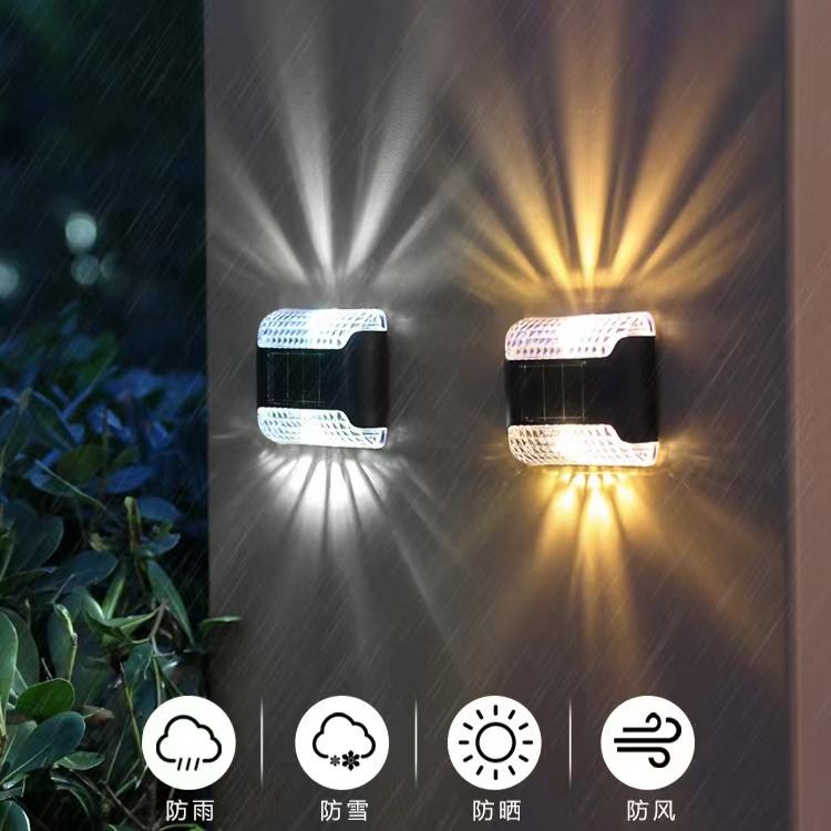 Lámpara de pared Solar transparente hacia arriba y hacia abajo, impermeable para exteriores, hogar, jardín, terraza, balcón, decoración de ambiente, luz