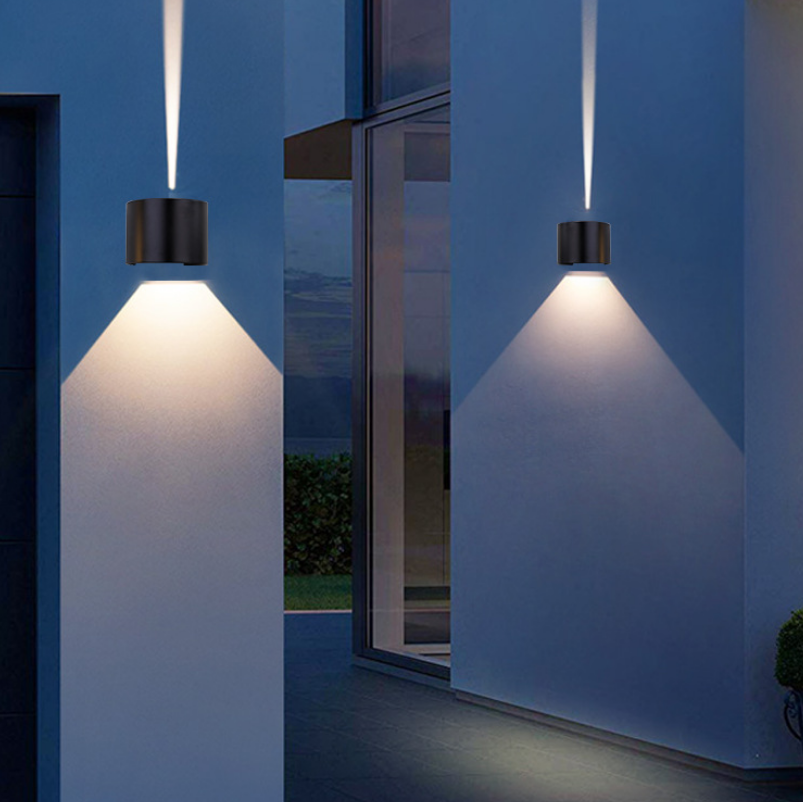 Luz LED decorativa de 6W y 12W, moderna lámpara de pared Semicircular impermeable para exteriores, ángulo de iluminación de pared hacia arriba y hacia abajo, luz regulable