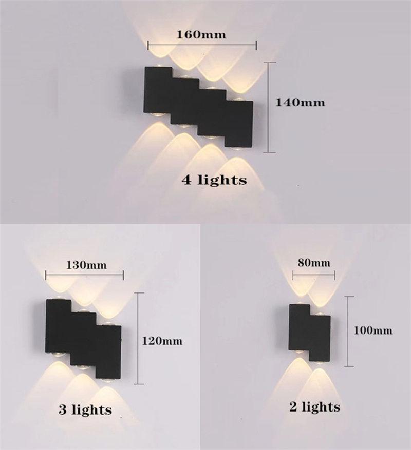 Luz LED decorativa 4 lámpara de pared de escalera impermeable y luz nocturna moderna para exteriores luz de pared Led para exteriores pared impermeable
