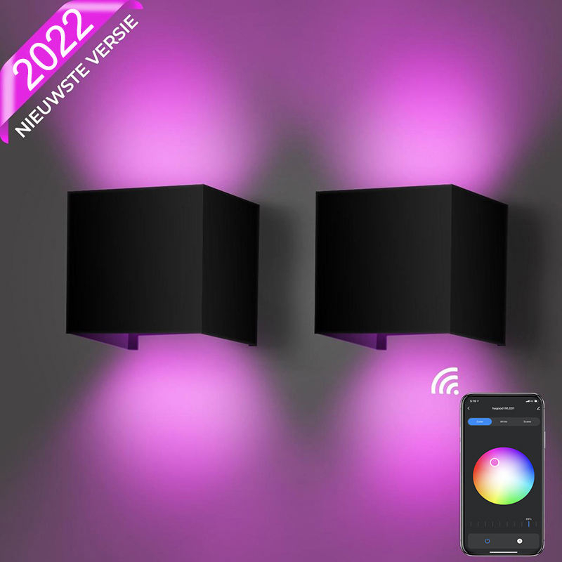 Lámpara de pared RGB inteligente para exteriores, lámpara de pared RGB que cambia de Color regulable, resistente al agua, IP65, lámpara ajustable para exteriores