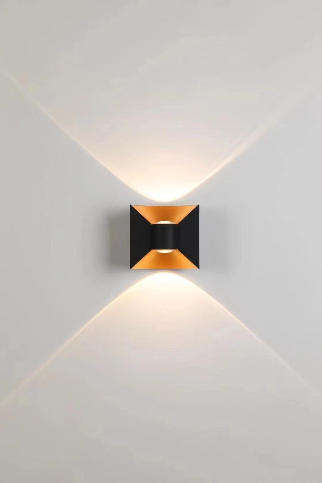 Lámpara de pared con lazo de 6W y 12W, luz LED de pared impermeable para jardín, luces decorativas para el hogar, precio de fábrica, carcasa en blanco y negro