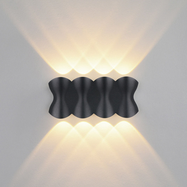 Moderna lámpara de pared LED de 12W para exteriores, resistente al agua, IP65, de aluminio, luz de pared hacia arriba y hacia abajo, candelabro de decoración para porche de jardín, luz de 110V y 220V