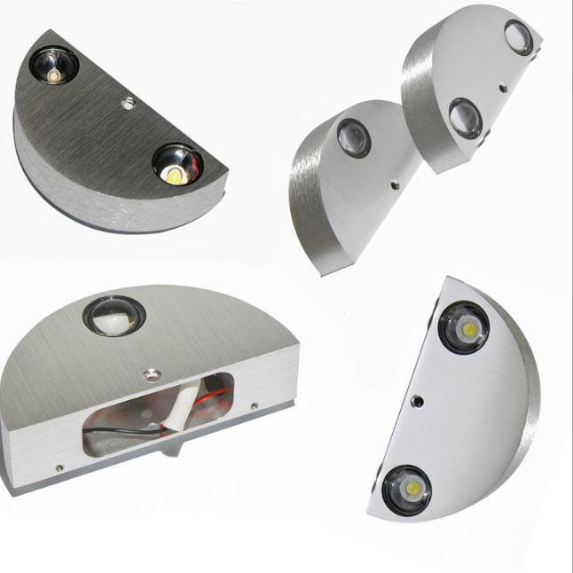 Lámpara de pared semicircular de 3W Lámpara de pared hacia arriba y hacia abajo Iluminación de pared minimalista para hotel Aluminio Nuevo estilo Lámpara de pared con personalidad nórdica Fondo de sala de estar simple Lámpara de pared redonda 