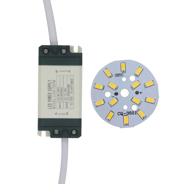 7W SMD5730 Chip de diodo emisor de luz + fuente de alimentación del controlador de carcasa de plástico LED para luz de techo LED