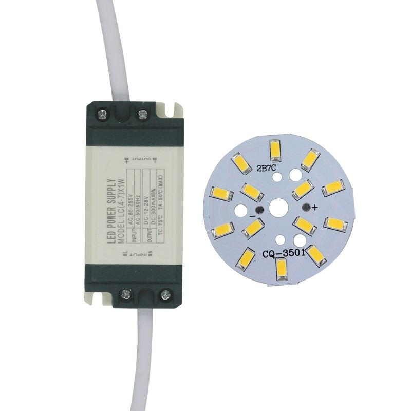 7W SMD5730 Chip de diodo emisor de luz + fuente de alimentación del controlador de carcasa de plástico LED para luz de techo LED