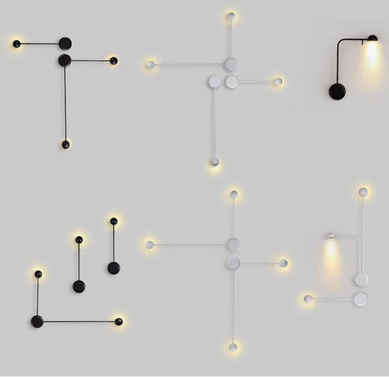 NUEVA lámpara de pared de puntos de arte, lámpara de pared de salón LED moderna, accesorios de iluminación creativos nórdicos para pasillo, lámpara de pared moderna en blanco y negro