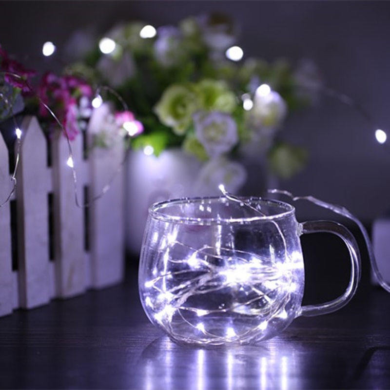 Guirnalda de luces LED de alambre de cobre de 2M con lámpara de hadas para luces de fiesta de guirnalda al aire libre y decoración de Navidad de Año Nuevo