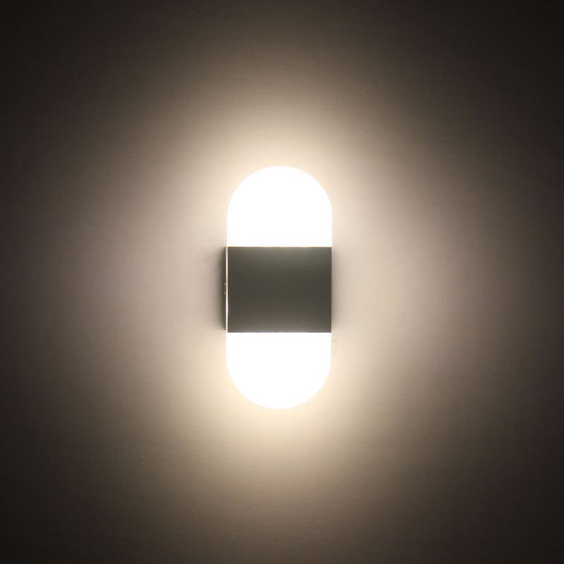 Luz de pared de alta calidad para habitación de hotel para mesita de noche interior Lámpara de pared de acrílico negro de ángulo recto Luz de pared led de 6W con precio de fábrica